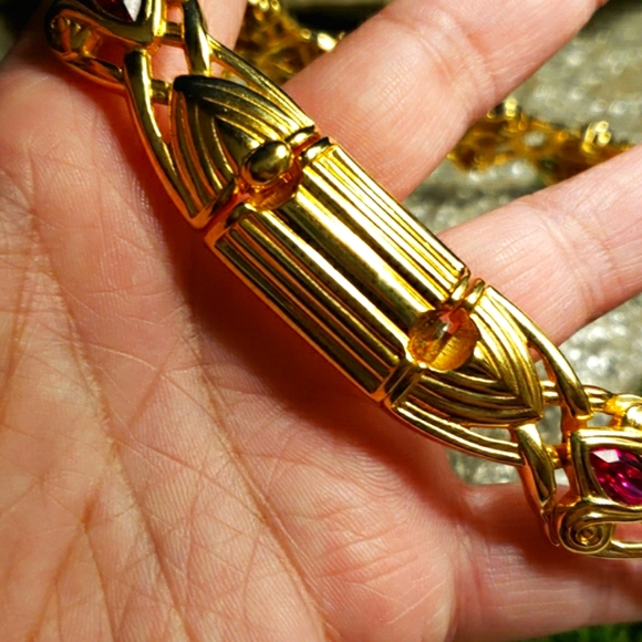 Vtg Swarovski Swan Pink Purple Crystal Necklace - Picture 11 of 16